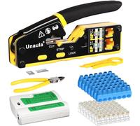 RJ45 Crimp Tool Pass Through Ethernet Crimper Kit Cat5 Cat6 Crimping Tool Kit, RJ45 Ethernet Crimping Tool Kit RJ45 Crimper