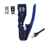 RJ45 Crimp Tool Pass Through Ethernet Crimping Tool, for 8P Cat5 Cat6 Pass Through Connectors, RJ45 Crimp Tool with Stripping Cutting, Mini Crimper