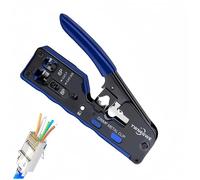 RJ45 Crimp Tool PassThrough,Cat7 Cat6A Cat6 Cat5e Cat5 RJ45 Crimping Tool,Pass Through Crimper Ethernet crimping Tool,All-in-One Stripping Cutting Crimping tool
