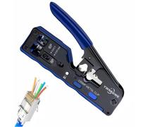 RJ45 Crimp Tool PassThrough,Cat7 Cat6A Cat6 Cat5e Cat5 RJ45 Crimping Tool,Pass Through Crimper Ethernet crimping Tool,All-in-One Stripping Cutting Crimping tool