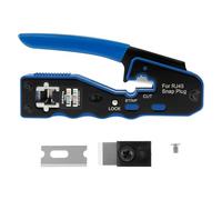 RJ45 Crimper Pass Through RJ45 Crimp Tool Kit Professional Ethernet Crimping Tool Multifunctional RJ45 Stripping Tool with Ergonomic Handle Network Crimp Tool for 23 to 26 AWG Ethernet Cable Blue