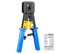RJ45 Crimping Tool, Ethernet Crimp Tool, RJ11, RJ12, RJ45(CAT5 Cat5e Cat6) Crimper Stripper Cutter All-in-One Tool with Blades