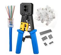 RJ45 Crimping Tool Ethernet Crimper for Cat6 Cat5 Cat5e RJ45 Pass Through Connectors and RJ12 Ends Comes with 20PCS RJ45 Cat6 Connectors