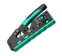 RJ45 Crimping Tool Pass Through, Professional Grade Ethernet Cable Crimper for Cat7 Cat6A Cat6 Cat5E Cat5 Modular Plugs(Green)