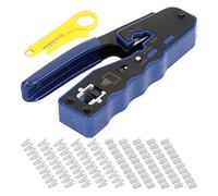 RJ45 Crimping Tool Set, Wireless Network Cable Crimper with Wire Stripper and 50pcs RJ45 Connectors, for Ethernet UTP STP Cabling, High - Carbon Steel & PP Construction
