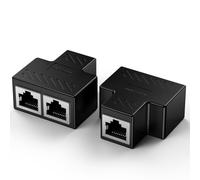 RJ45 Ethernet Splitter Connectors 1 to 2 Splitter Connectors LAN Ethernet Plug Adapter Compatible with Cat5, Cat5e, Cat6, Cat7 Cable, Two Computer Can Surf The Internet at The Same Time(2 Pieces)