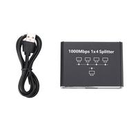 RJ45 Ethernet Splitter with USB Power Cable, Gigabit Ethernet Splitter 1000Mbps, High Speed RJ45 Splitter for Computer TV Game Console, Aluminum Alloy Body (1 to 4)