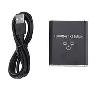 RJ45 Ethernet Splitter with USB Power Cable, Gigabit RJ45 Splitter, 1000Mbps High Speed Network Adapter for Computer TV Game Console, Aluminum Alloy Housing for Stable Transmission (1 to 2)