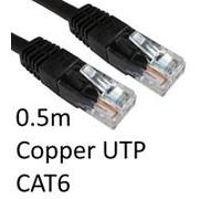 RJ45 (M) to RJ45 (M) CAT6 0.5m Black OEM Moulded Boot Copper UTP Network Cable