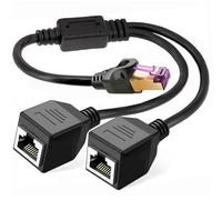 RJ45 Network Splitter Adapter Cable, Tomjoy RJ45 1 Male to 2 Female Socket Port LAN Ethernet Network Splitter Y Adapter Cable Suitable for Super Category 5 Ethernet, Category 6 Ethernet and More