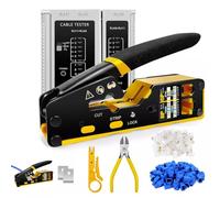 RJ45 Pass Through PRO EZ Crimping Tool Crimper CAT 5 5E 6 Connector Mega Kit with 50PCS Cat5e Cat6 Connectors and 50PCS Covers
