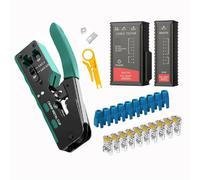Rj45 Rj12 Rj11 Pass Through Crimp Plier Cat7 Cat6 Cat6A Cat5 Cat5e Stripping Crimping Tool with 8P/6P Ethernet Connectors