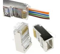 RJ45 SHIELDED FTP Cat 5e/Cat 6 PASS-THROUGH Ethernet Network Cables Plug 50 Pack
