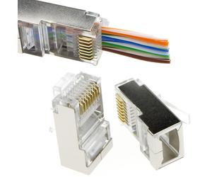 RJ45 SHIELDED FTP Cat 5e/Cat 6 PASS-THROUGH Ethernet Network Cables Plug 50 Pack