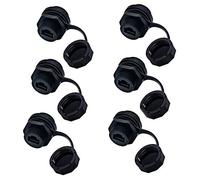 RJ45 Shielded Industrial Dual Panel Mount Female to Female Coupler Panel Mount Waterproof Connector Combo with Cap Network Connectors Cat5/5e/6 8P8C Connector Waterproof Cover (6 Pack, Black)