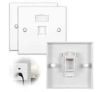 Rj45 Single Data Ethernet Socket for Cat6/Cat5e/Cat5 Ethernet Cable Networking Plug Uk Spec Rj45 Socket Multimedia Faceplate Universal Wall Panel Plate Set with Keystone Jack Box 2 Pack White