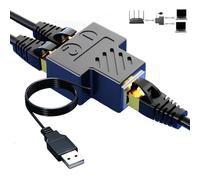 RJ45 Splitter Adapter, Aoiutrn 1 to 2 Dual Port USB to RJ45 Network 8P8C Extender Plug LAN Interface Ethernet Socket Connector for Cat5e,Cat6,Cat7,Cat8 (1 to 2)