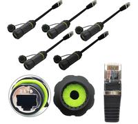 RJ45 Waterproof Connector, CTRICALVER M20 Ethernet LAN Cable Connector with Shielding CAT6, Panel Mounting IP68 Outdoor Network Cable Coupler with Extension Cord (5 Pcs)