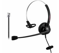 RJ9 Single Ear Phone Headset with Noise Cancelling Microphone One Ear Telephone Headphone with Mic, RJ9 Jack Adapter Work for for Panasonic Snom Grandstream, Sangoma, Escene, ATCOM, Yealink SIP Phones