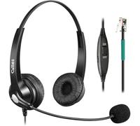 RJ9 Telephone Headset with Microphone Noise Cancelling for Landline Phones