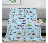 RJAVAGFZL 3D Printed Airplanes-Helicopters Living Room Throw Microfiber Soft Warm Bedding Breathable Cartoon Kids Design Cozy Throw Blanket for Housewarming New Homeowners 70×80inch(180x200cm)
