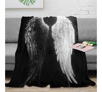 RJAVAGFZL 3D Printed angel wings black Blanket Microfiber Soft Warm Bedding Durable dark mystical Cosy Throw Machine Washable No Shedding for Couples Families Guests 50x60inch(127x152cm)