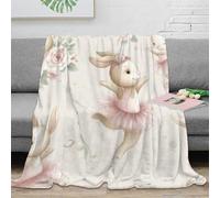 RJAVAGFZL 3D Printed Ballet bunnies Living Room Throw Microfiber Soft Warm Bedding Cosy Pastel floral All Season Blanket for Housewarming New Homeowners Couples 40x50inch(100x130cm)