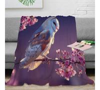 RJAVAGFZL 3D Printed Barn Owl perched Nap Blanket Microfiber Ultra Soft Warm Bedding Nature photography All Season Blanket for Christmas Thanksgiving Holiday Gifting 80×90inch(200x230cm)