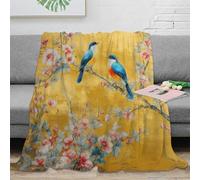 RJAVAGFZL 3D Printed Birds in Bloom Throw Blanket Microfiber Ultra Soft Warm Bedding Asian Art Lounge Throw for Birthday Anniversary Holiday Celebrations 80×90inch(200x230cm)
