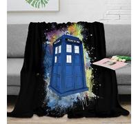 RJAVAGFZL 3D Printed Blue police box Bedding Blanket Ultra Warm Microfiber Soft Cosy vintage sci-fi art Lounge Throw Wrinkle Resistant Non Pilling for Families Couples Guests 50x60inch(127x152cm)