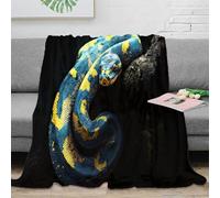 RJAVAGFZL 3D Printed Blue-yellow snake Soft Throw Microfiber Ultra Soft Warm Bedding Exotic reptile Nap Blanket Lightweight All Season for Office Workers Teens Adults 50x60inch(127x152cm)