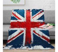 RJAVAGFZL 3D Printed British flag art Fluffy Blanket Microfiber Ultra Soft Warm Bedding painterly design Bed Throw Wrinkle Resistant for Dorm Dwellers University Students Teens 80×90inch(200x230cm)