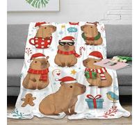 RJAVAGFZL 3D Printed Capybara Christmas Cosy Throw Microfiber Ultra Soft Warm Bedding Cartoon festive Nap Blanket Heartfelt Gift for Travellers Campers Adventure Lovers 70×80inch(180x200cm)