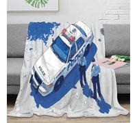 RJAVAGFZL 3D Printed car illustration Blanket Microfiber Warm Soft Bedding Cosy cartoon police Lounge Throw Premium Gift for Anniversary Wedding Birthday Celebrations 60x80inch(150x200cm)