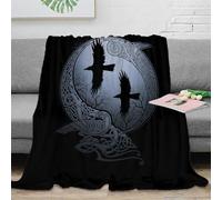 RJAVAGFZL 3D Printed Celtic raven design Blanket Microfiber Soft Warm Bedding Breathable mythical bird art Cosy Throw Lightweight All Season for Office Workers Teens Adults 40x50inch(100x130cm)