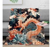 RJAVAGFZL 3D Printed Chinese-dragon-art Cozy Throw Blanket Microfiber Ultra Soft Warm Bedding Traditional-Asian Bed Blanket Breathable All Season for Homeowners Renters Adults 50x60inch(127x152cm)