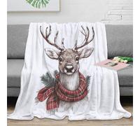 RJAVAGFZL 3D Printed Christmas deer Bed Throw Microfiber Warm Soft Bedding Durable hand drawn festive Travel Blanket Compact Portable Non Pilling for Campers Travellers Families 80×90inch(200x230cm)