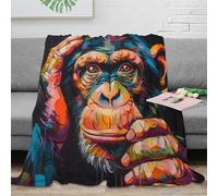 RJAVAGFZL 3D Printed colorful monkey art Couch Blanket Microfiber Warm Soft Bedding Cosy vibrant pop art Living Room Throw Anti Static Wrinkle Free for Families Households Guests 40x50inch(100x130cm)