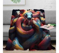 RJAVAGFZL 3D Printed Colorful snakes Bedding Blanket Ultra Warm Microfiber Soft Cosy Digital art Lounge Throw Wrinkle Resistant Non Pilling for Families Couples Guests 40x50inch(100x130cm)