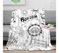 RJAVAGFZL 3D Printed Comic sound effects Bedding Blanket Ultra Warm Microfiber Soft Cosy Black white comic Lounge Throw Wrinkle Resistant Non Pilling for Families Couples Guests 60x80inch(150x200cm)