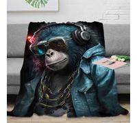 RJAVAGFZL 3D Printed Cool monkey Bed Throw Microfiber Ultra Soft Warm Bedding Urban street Fluffy Blanket Breathable All Season for Office Workers Students Teens Young Adults 60x80inch(150x200cm)
