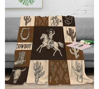 RJAVAGFZL 3D Printed Cowboy imagery Nap Blanket Microfiber Warm Soft Bedding Lightweight Western vintage Thermal Blanket Breathable Thermal Insulating for Adults Teens Kids 50x60inch(127x152cm)