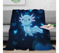 RJAVAGFZL 3D Printed Cute axolotl Blanket Microfiber Soft Warm Bedding Durable Cartoon blue Cosy Throw Machine Washable No Shedding for University Students Dorm Dwellers 80×90inch(200x230cm)