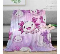 RJAVAGFZL 3D Printed Cute axolotl Living Room Throw Microfiber Soft Warm Bedding Cosy Cartoon design All Season Blanket for Housewarming New Homeowners Couples 80×90inch(200x230cm)