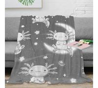 RJAVAGFZL 3D Printed cute axolotl Throw Blanket Microfiber Warm Thermal Bedding Soft cartoon space theme Warm Blanket for New Homeowners Housewarming Guests 40x50inch(100x130cm)