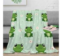 RJAVAGFZL 3D Printed cute frog pattern Cosy Throw Microfiber Ultra Soft Warm Bedding kawaii cartoon Nap Blanket Heartfelt Gift for Travellers Campers Adventure Lovers 70×80inch(180x200cm)