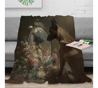 RJAVAGFZL 3D Printed Dog gazing Throw Blanket Microfiber Warm Thermal Bedding Soft Fantasy mirror scene Warm Blanket for New Homeowners Housewarming Guests 50x60inch(127x152cm)
