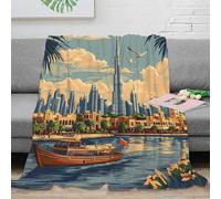 RJAVAGFZL 3D Printed Dubai skyline Bedding Blanket Microfiber Warm Soft Bedding Cosy artistic cityscape Couch Blanket for New Homeowners Housewarming Guests 70×80inch(180x200cm)