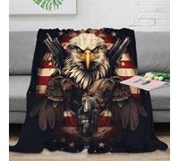 RJAVAGFZL 3D Printed Eagle with guns Thermal Blanket Microfiber Soft Cosy Bedding Warm American patriotic art Home Blanket Luxurious Gift for Wedding Anniversary Newlyweds 60x80inch(150x200cm)