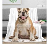 RJAVAGFZL 3D Printed English Bulldog pet Couch Blanket Microfiber Soft Cosy Warm Bedding Cute cartoon dog Nap Blanket Compact Portable for Office Workers Young Adults Teens 80×90inch(200x230cm)